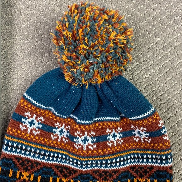 Smartwool Beanie Hat Chair Lift Women's One Size Winter Pom Pom Turquoise gold - Picture 8 of 8